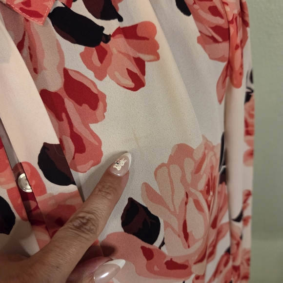kate spade Floral Button-Down Shirt with Pink Roses - Picture 3 of 6